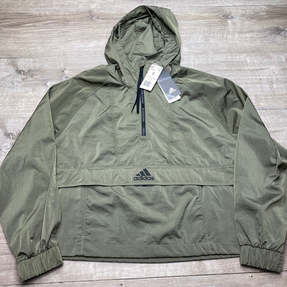 Adidas Jacket W Cropped W.RDY Womens S Legacy Green Windbreaker  Pullover